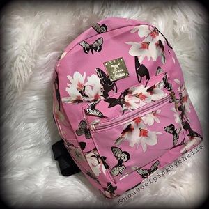 Pink Floral Butterfly Pattern Backpack
